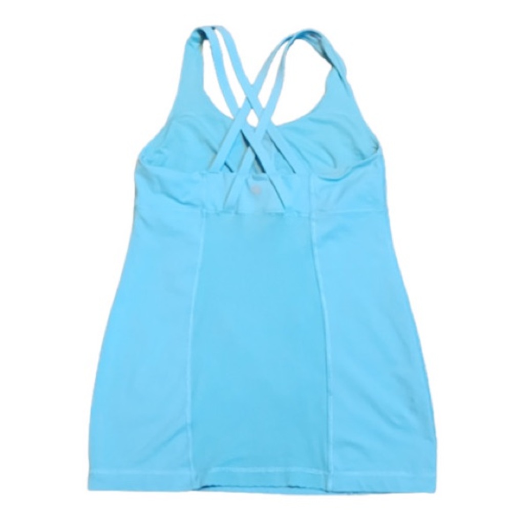 Women's Lululemon Energy Tank Top Blue Strappy Padded Inserts Sz 4 Light Support